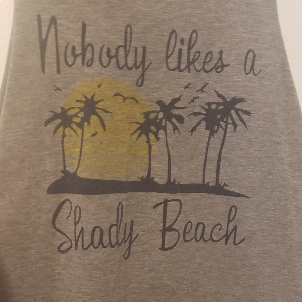 Gray women's racerback tank top Large "Nobody likes a shady beach"